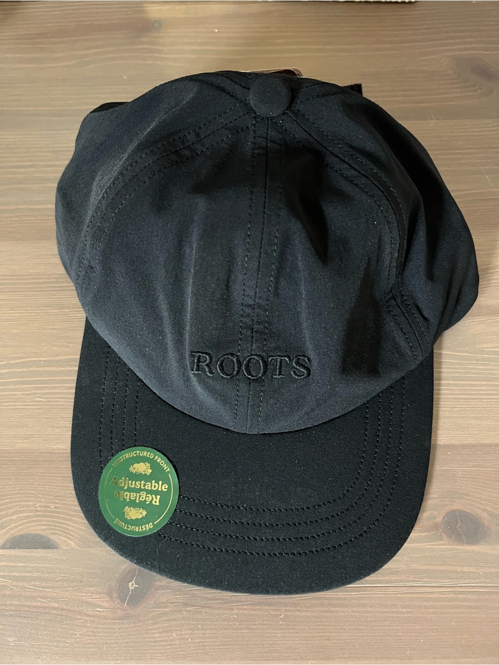 Roots Black Embroidered Adjustable Baseball Cap
